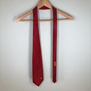 YVES Saint Laurent YSL Red Pattern 100% Silk Neck Tie